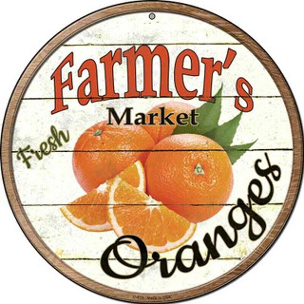 Farmer's Market Fresh Oranges Novelty 8" Metal Circular Sign NEW! Home & Garden:Home Décor:Plaques & Signs Style Your Walls