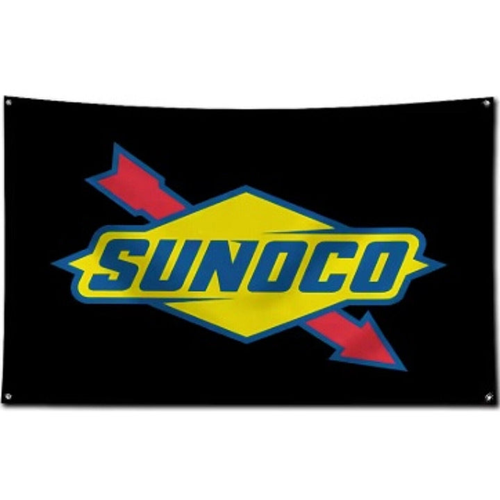 Black Sunoco Gas Company 3 ft x 5 ft Flag With Corner Grommets NEW! Home & Garden:Yard, Garden & Outdoor Living:Décor:Flags Style Your Walls