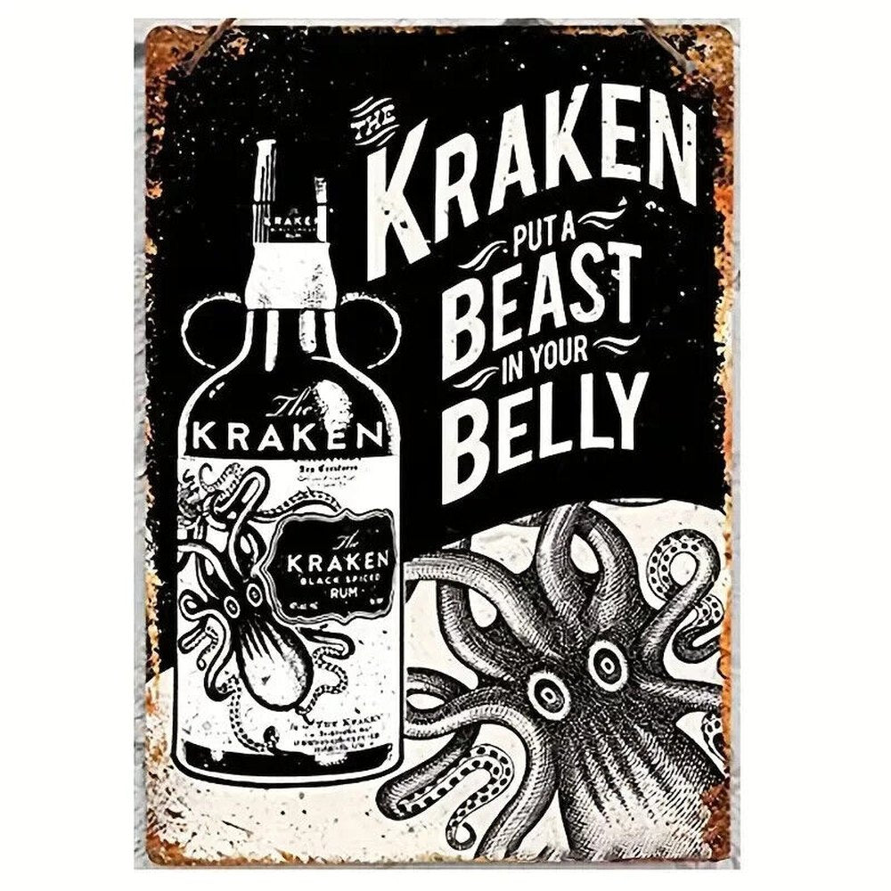 The Kraken Spiced Rum "Puts A Beast In Your Belly" Novelty Metal Sign 8" x 12" Home & Garden:Home Décor:Plaques & Signs Style Your Walls