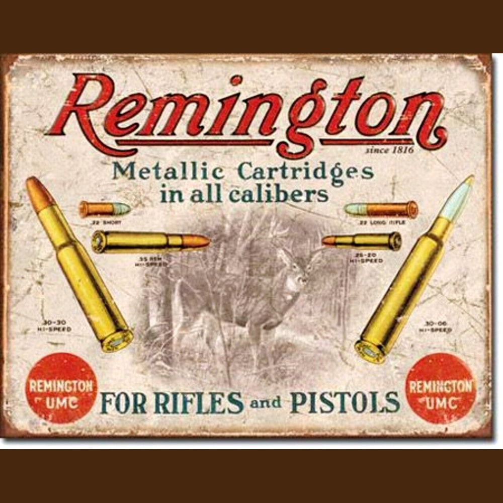 Remington Metallic Cartridges For Rifles Vintage Novelty Metal Sign 16" x 12.5" Home & Garden:Home Décor:Plaques & Signs Style Your Walls