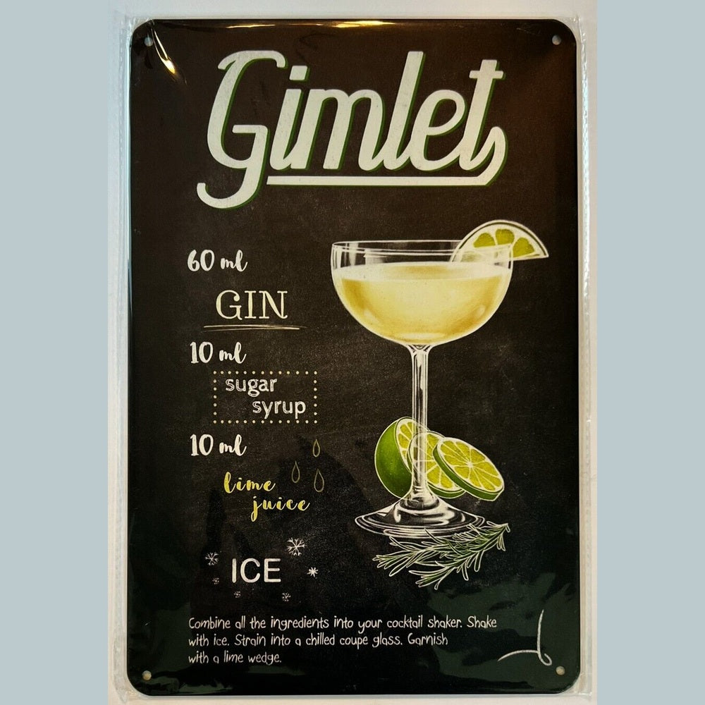 Gimlet Cocktail and Drink Mix Recipe Collection 12" x 8" Wall Art Home & Garden:Home Décor:Plaques & Signs Style Your Walls