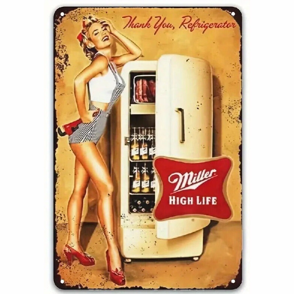 Miller High Life "Thank You Refrigerator" Vintage Novelty Metal Sign 12" x 8" Home & Garden:Home Décor:Plaques & Signs Style Your Walls