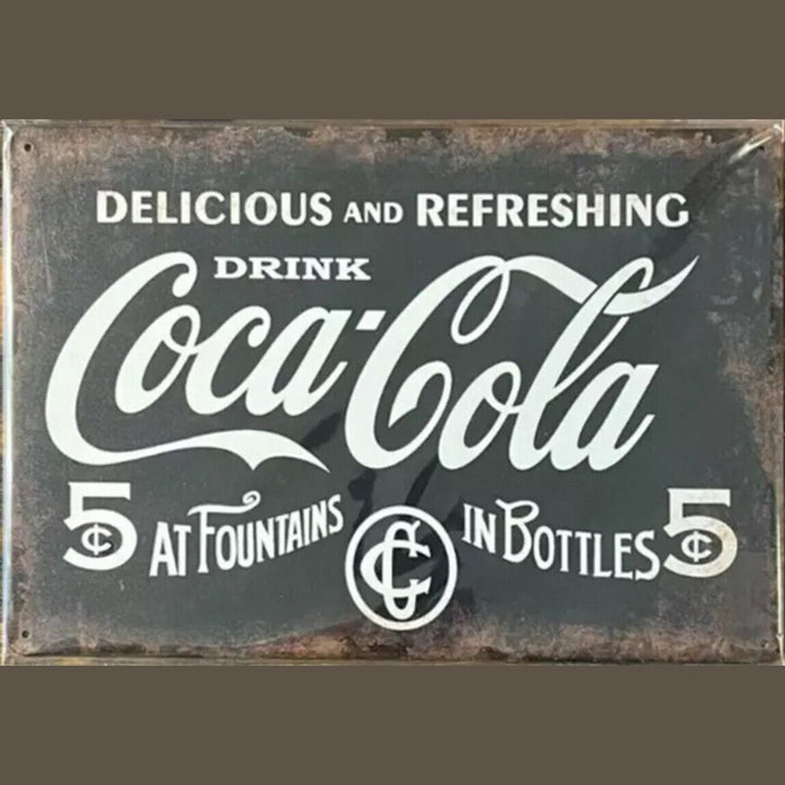 Coca-Cola Vintage Novelty Metal Sign 12" x 8" Wall Art Delicious & Refreshing Home & Garden:Home Décor:Plaques & Signs Style Your Walls