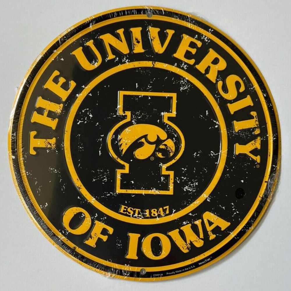 The University Of Iowa Licensed Embossed 12" Diameter Circular Sign NEW! Sports Mem, Cards & Fan Shop:Fan Apparel & Souvenirs:College-NCAA Style Your Walls