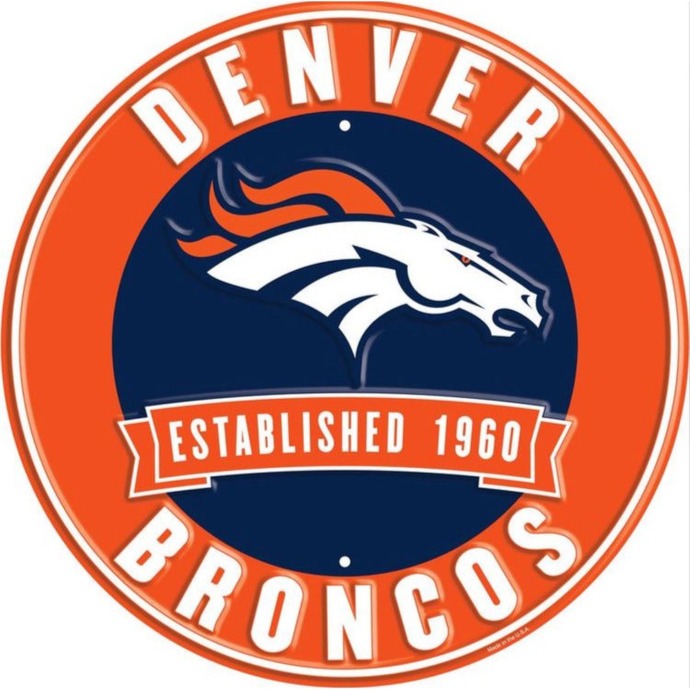 Denver Broncos NFL Licensed Embossed 12" Diameter Circular Sign NEW! Sports Mem, Cards & Fan Shop:Fan Apparel & Souvenirs:Football-NFL Style Your Walls