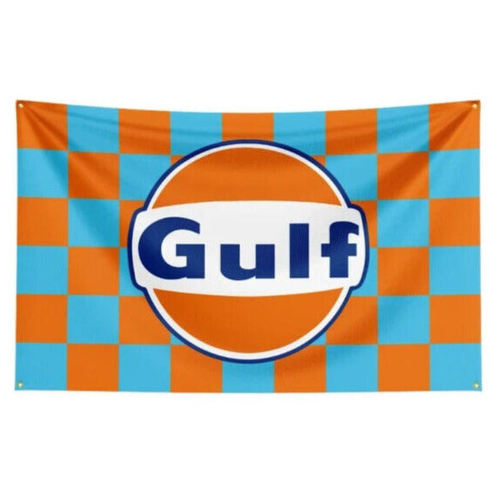 Gulf Oil Checkered Racing Flag Banner 3 ft x 5 ft NEW! Home & Garden:Yard, Garden & Outdoor Living:Décor:Flags Style Your Walls