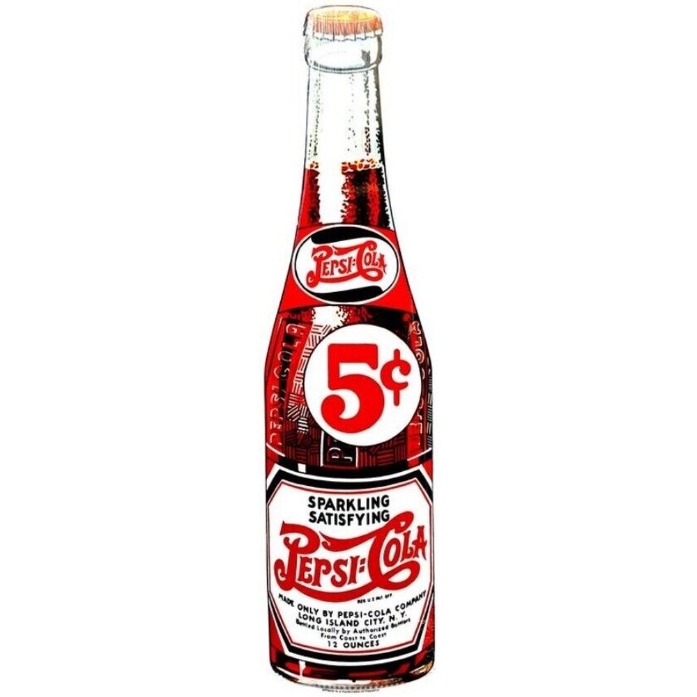 Pepsi-Cola Bottle 5 Cents Die Cut Vintage Novelty Licensed Metal Sign 21" x 6" Home & Garden:Home Décor:Plaques & Signs Style Your Walls