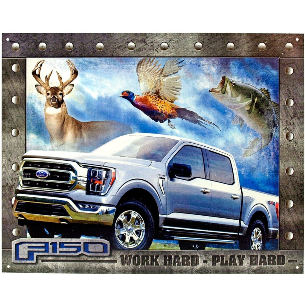 Ford F150 Work Hard Play Hard Licensed Novelty Sign 16" x 12.5" NEW! Home & Garden:Home Décor:Plaques & Signs Style Your Walls