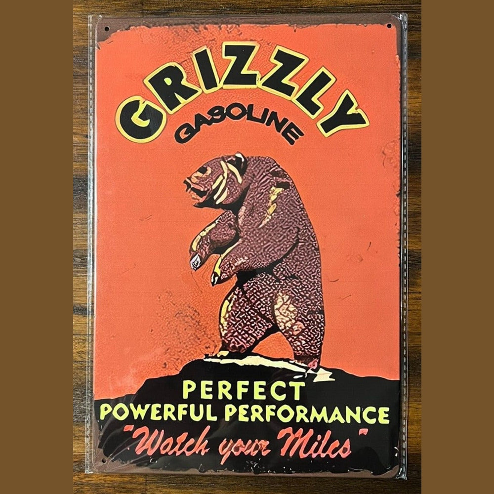 Grizzly Gasoline "Watch Your Miles" Vintage Novelty Metal Sign 12" x 8" Wall Art Home & Garden:Home Décor:Plaques & Signs Style Your Walls