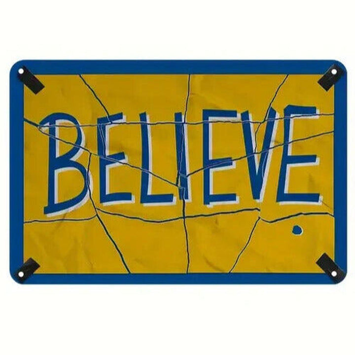 Believe metal sign, 12in x 8in Motivational Wall Art Decor For Ted Lasso Fans Home & Garden:Home Décor:Plaques & Signs Style Your Walls