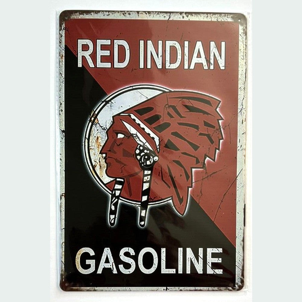 Red Indian Gasoline Vintage Novelty 12" x 8" Metal Sign Wall Art New! Home & Garden:Home Décor:Plaques & Signs Style Your Walls