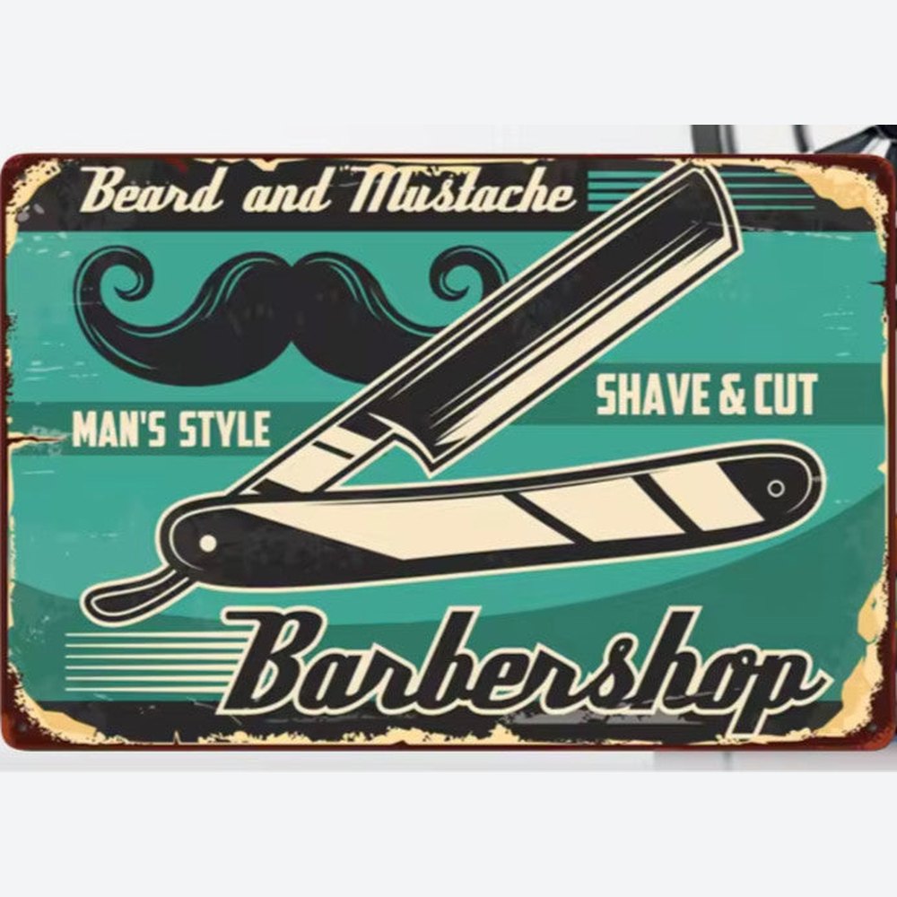 Barber Shop Beard And Mustache Vintage Novelty Metal Sign 12" x 8" Wall Art Home & Garden:Home Décor:Plaques & Signs Style Your Walls