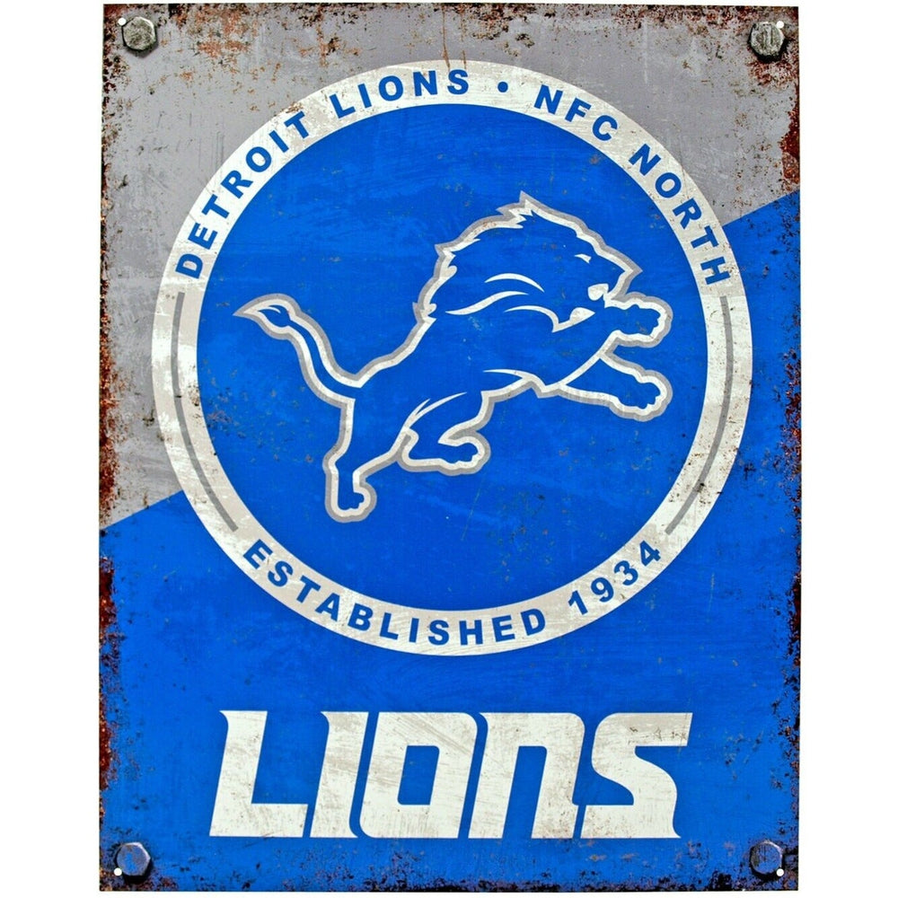 Detroit Lions Established 1934 Licensed Vintage Novelty Sign 16" x 12.5" Home & Garden:Home Décor:Plaques & Signs Style Your Walls