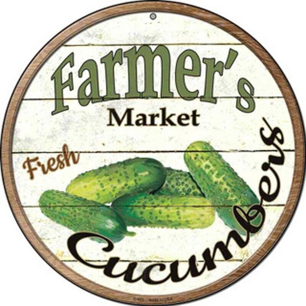 Farmer's Market Fresh Cucumbers Novelty 8" Metal Circular Sign NEW! Home & Garden:Home Décor:Plaques & Signs Style Your Walls
