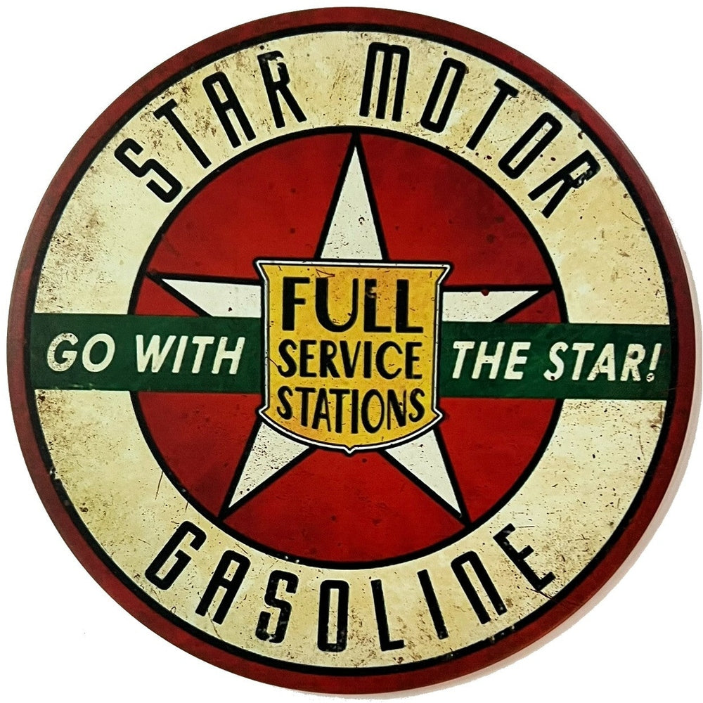 Star Motor Gasoline Vintage Hem Wrapped Novelty 12" Diameter Sign New! Home & Garden:Home Décor:Plaques & Signs Style Your Walls