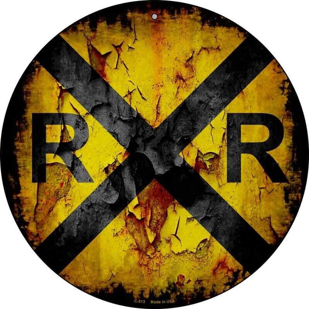 Rustic Railroad Vintage Novelty 8" Metal Circular Sign NEW! Home & Garden:Home Décor:Plaques & Signs Style Your Walls