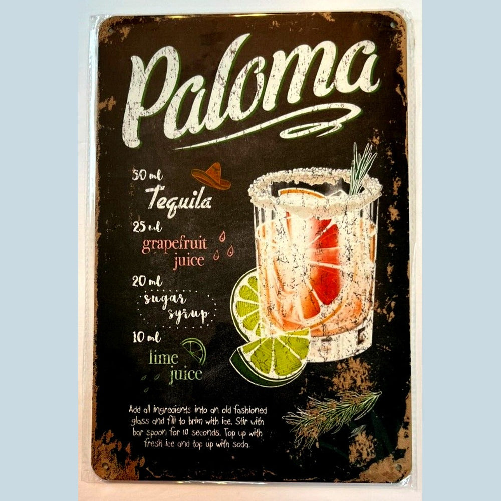 Paloma Cocktail and Drink Mix Recipe Collection 12" x 8" Wall Art Home & Garden:Home Décor:Plaques & Signs Style Your Walls