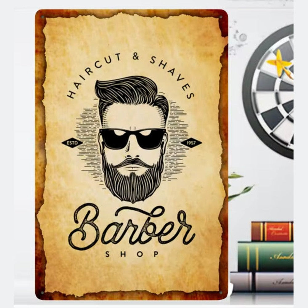 Haircut & Shaves Barber Shop Vintage Novelty Metal Sign 12" x 8" Wall Art Home & Garden:Home Décor:Plaques & Signs Style Your Walls