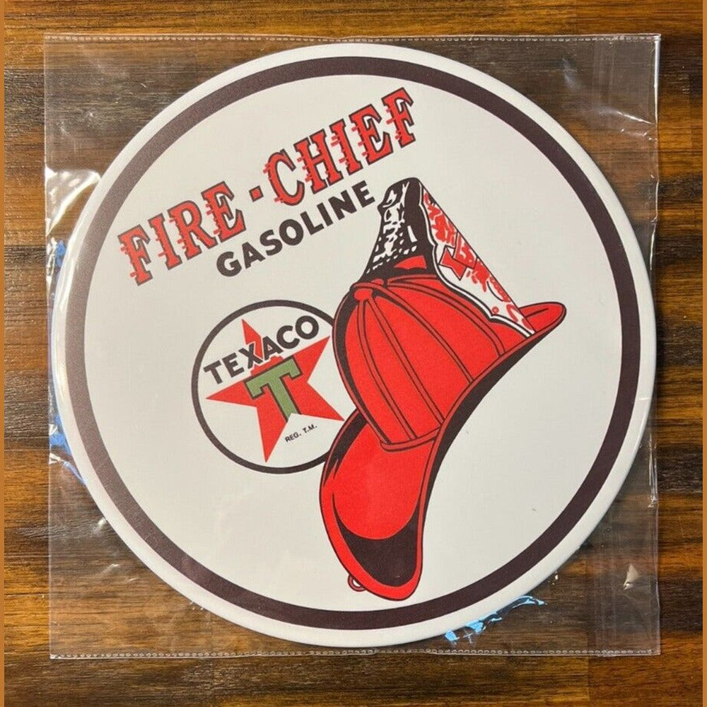 Texaco Motor Oil Fire Chief Hem Wrapped Novelty 12" Diameter Circular Sign NEW! Home & Garden:Home Décor:Plaques & Signs Style Your Walls