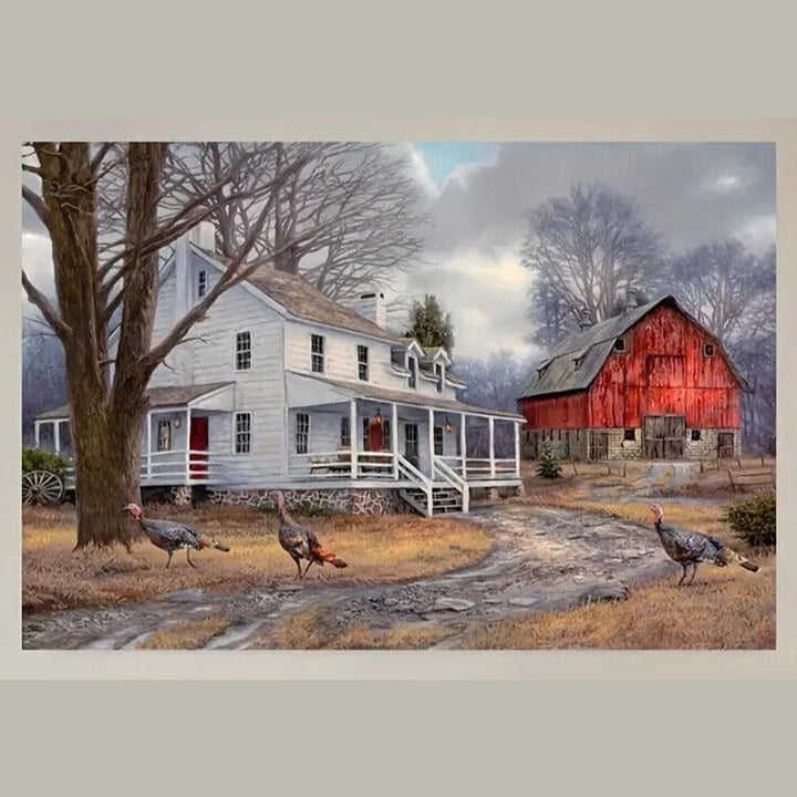 Scenic Farmhouse Canvas Art Print Wild Turkeys 15.7" x 23.6" NEW! Home & Garden:Home Décor:Posters & Prints Style Your Walls