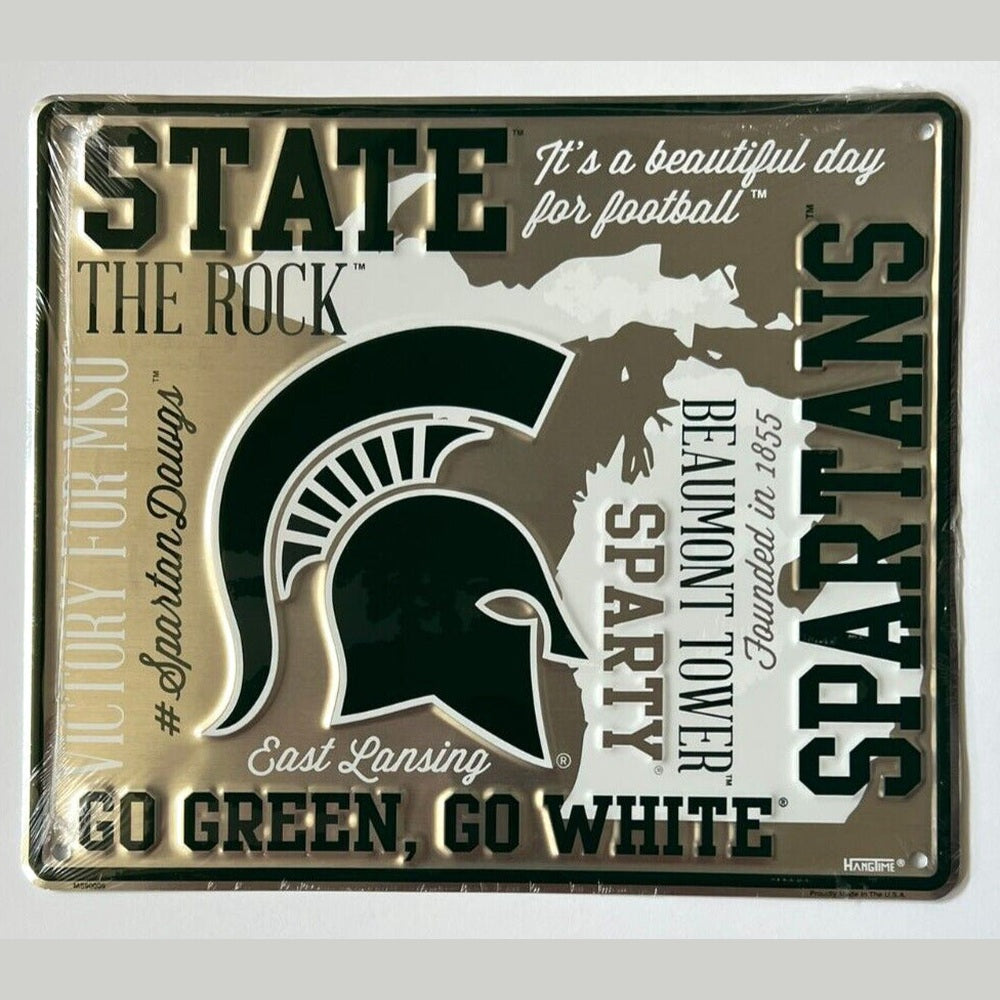Michigan State Spartans Fan Cloud College Licensed Embossed Sign 12" x 14" Home & Garden:Home Décor:Plaques & Signs Style Your Walls