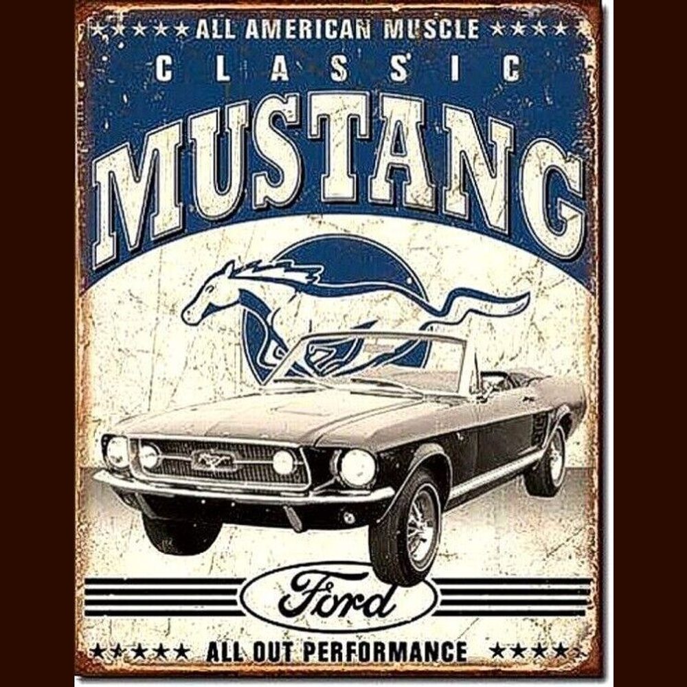 Ford All American Muscle Classic Mustang Licensed Metal Sign 12.5" x 16" Home & Garden:Home Décor:Plaques & Signs Style Your Walls