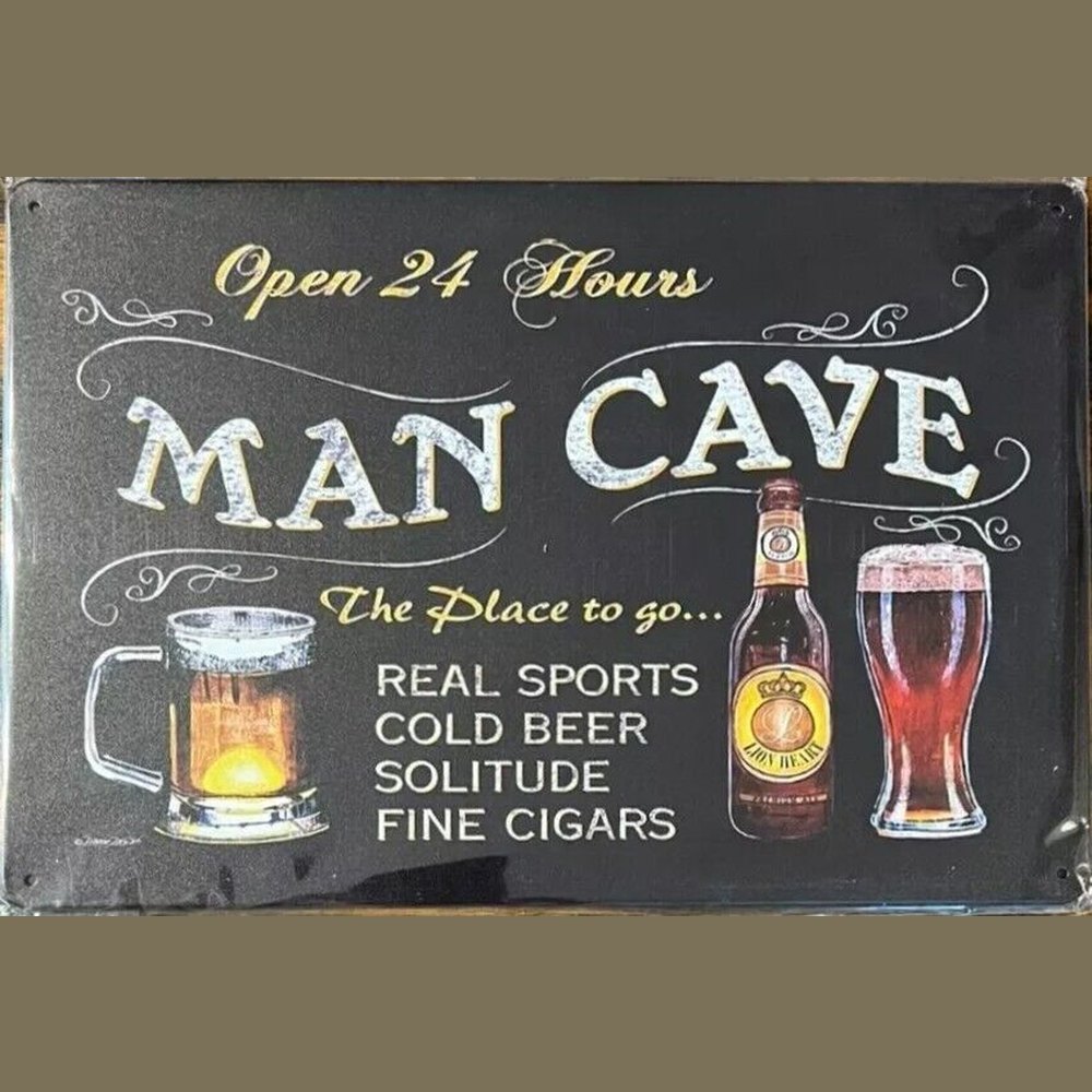 Man Cave Open 24 Hours Novelty Metal Sign 12" x 8" NEW! Home & Garden:Home Décor:Plaques & Signs Style Your Walls