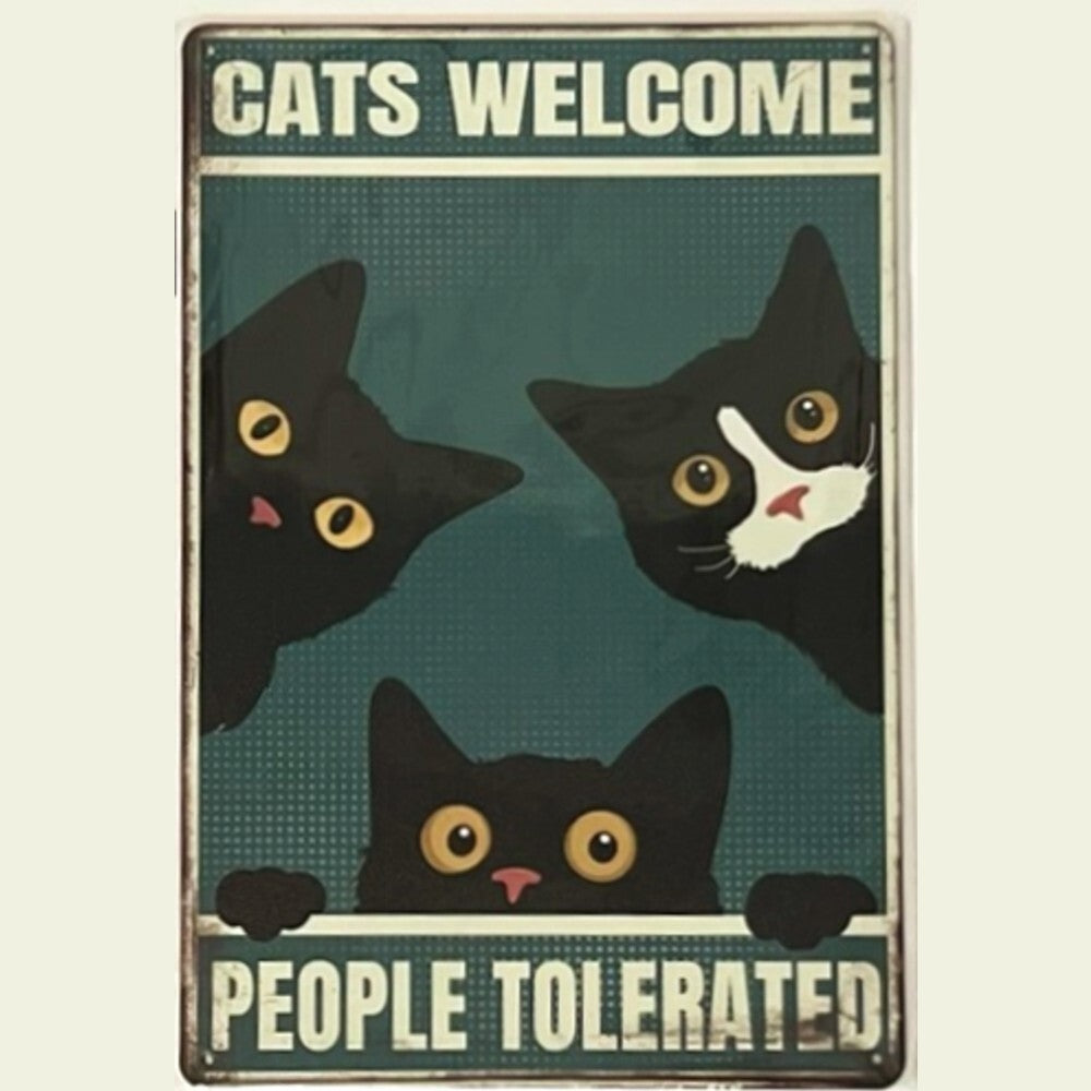 Cats Welcome People Tolerated 8" x 12" Novelty Metal Sign New! Home & Garden:Home Décor:Plaques & Signs Style Your Walls