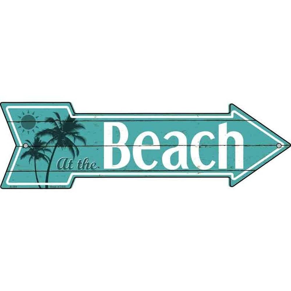 At The Beach Novelty Metal Arrow Sign Home & Garden:Home Décor:Plaques & Signs Style Your Walls