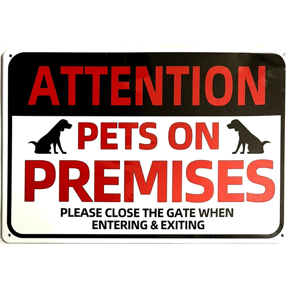 Attention Pets On Premises Novelty Metal Sign 12" x 8" Wall Art Home & Garden:Home Décor:Plaques & Signs Style Your Walls