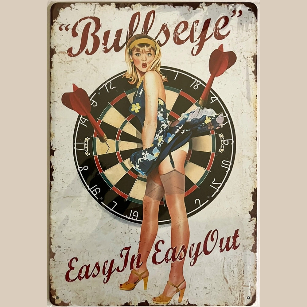 Billiards "Bullseye" Easy In Easy Out metal sign 12" x 8" Wall Art New! Home & Garden:Home Décor:Plaques & Signs Style Your Walls