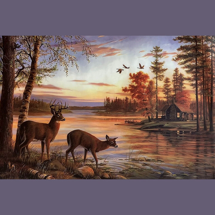 Scenic Deer By The Creek At Sunset 16" x 24" Canvas Art Print New! Home & Garden:Home Décor:Posters & Prints Style Your Walls