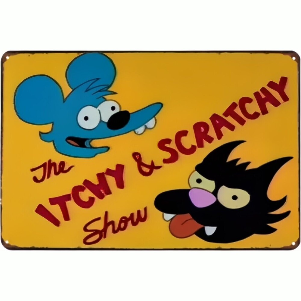 The Itchy & Scratchy Show Novelty Metal Sign 12 x 8 Wall Art Home & Garden:Home Décor:Plaques & Signs Style Your Walls