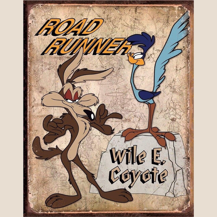 Road Runner & Wile E. Coyote Licensed Novelty Metal Sign 16" x 12.5" Home & Garden:Home Décor:Plaques & Signs Style Your Walls