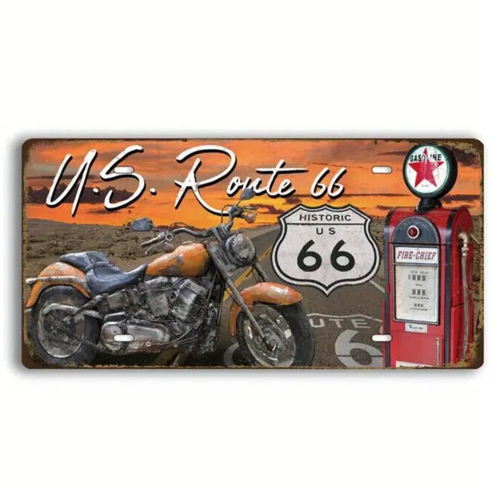 Route 66 Texaco Fire Chief Motor Cycle Metal Novelty License Plate eBay Motors:Parts & Accessories:Car & Truck Parts & Accessories:Exterior Parts & Accessories:License Plates & Frames Style Your Walls