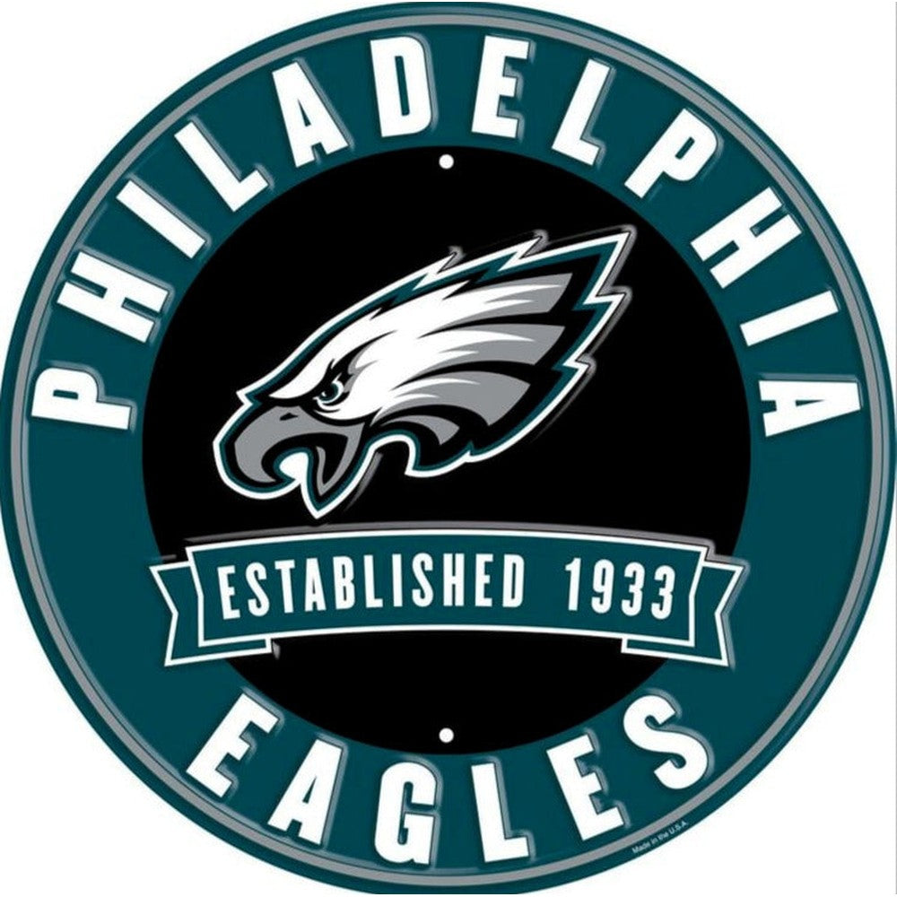 Philadelphia Eagles NFL Licensed Embossed 12" Diameter Circular Sign NEW! Sports Mem, Cards & Fan Shop:Fan Apparel & Souvenirs:Football-NFL Style Your Walls