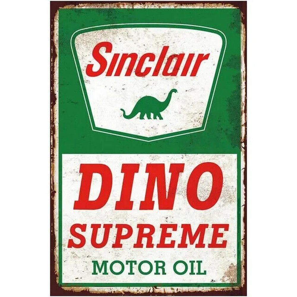 Sinclair Dino Supreme Motor Oil Novelty Metal Sign 5.5" x 8" Wall Art Home & Garden:Home Décor:Plaques & Signs Style Your Walls