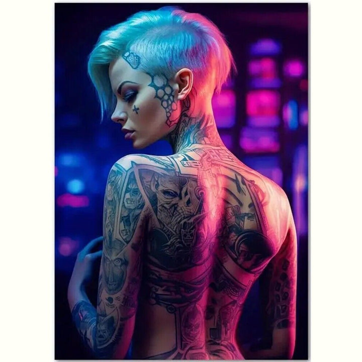 Stunning Topless Girl with Tattoos Canvas Art Print 16" x 24" Wall Art Home & Garden:Home Décor:Posters & Prints Style Your Walls
