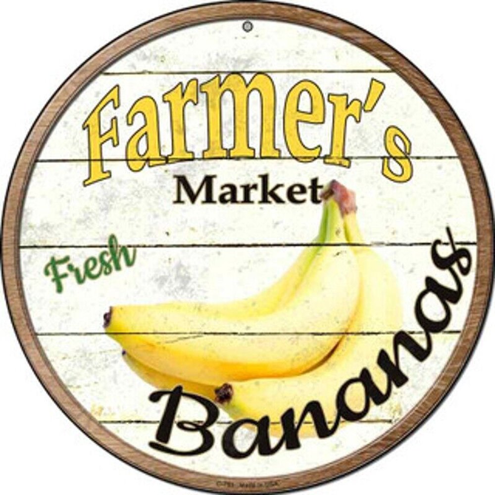 Farmer's Market Fresh Bananas Novelty 8" Metal Circular Sign NEW! Home & Garden:Home Décor:Plaques & Signs Style Your Walls