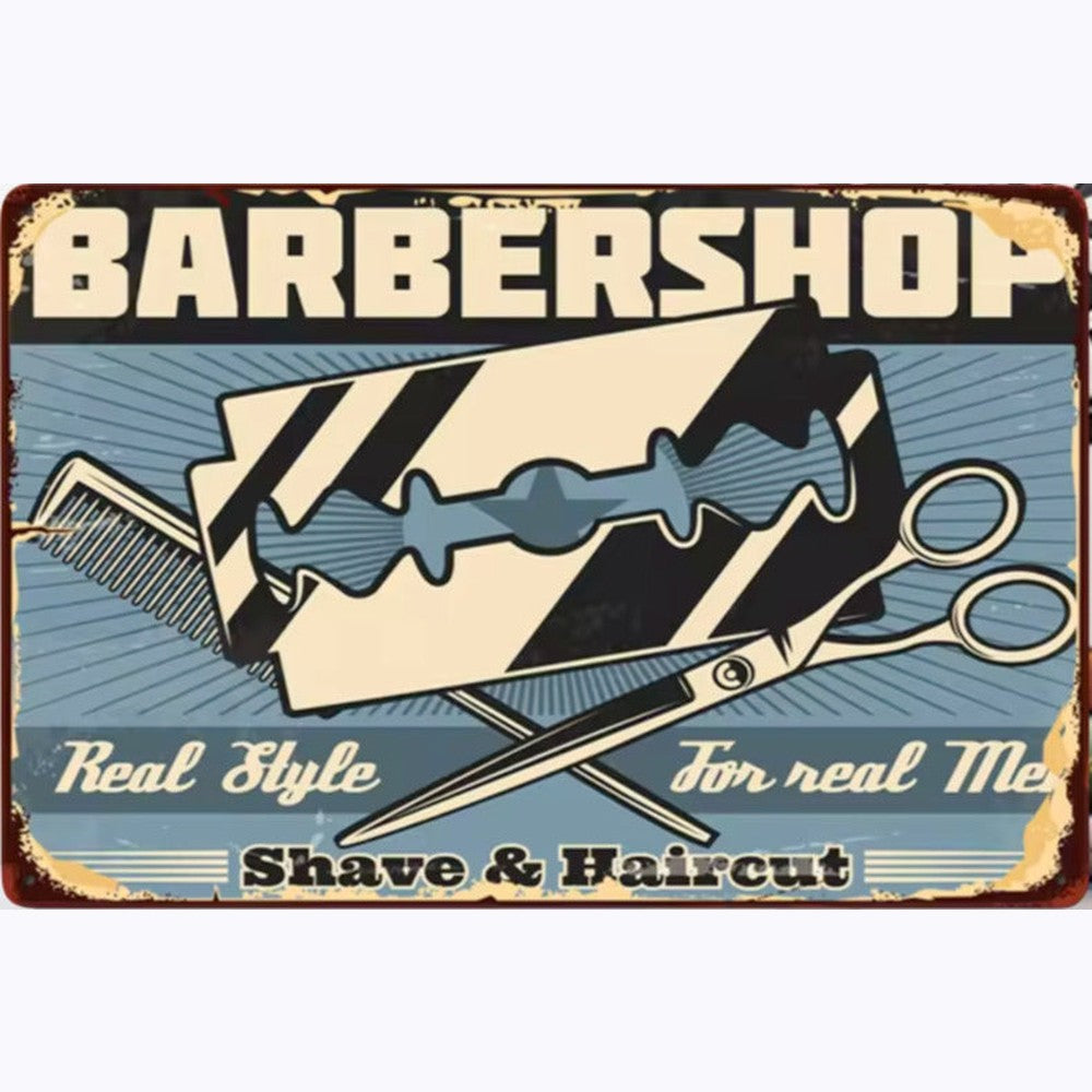 Barber Shop Real Style For Real Men Vintage Novelty Metal Sign 12" x 8" Wall Art Home & Garden:Home Décor:Plaques & Signs Style Your Walls