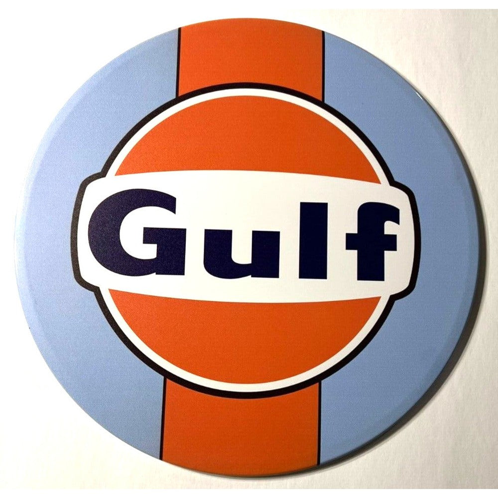 Gulf Oil Gulf Racing Hem Wrapped Novelty 12" Diameter Circular Sign NEW! Home & Garden:Home Décor:Plaques & Signs Style Your Walls