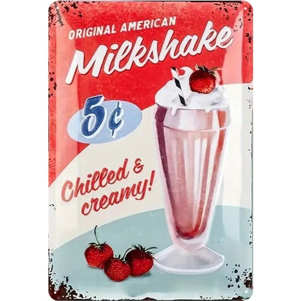 Original American Milkshake 5 Cents Vintage Novelty Metal Sign 8" x 12" Wall Art Home & Garden:Home Décor:Plaques & Signs Style Your Walls
