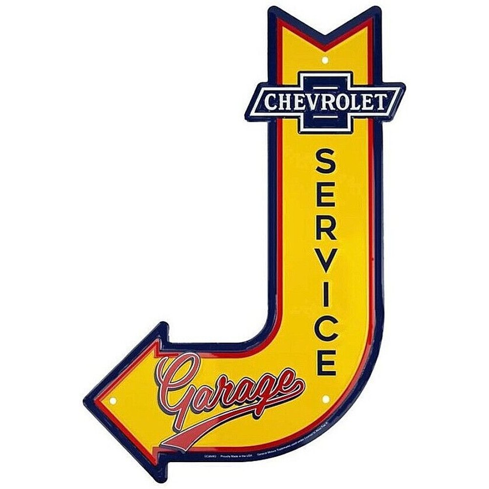 Chevrolet Service Bent Arrow Die Cut Embossed Licensed Metal 11.5" x 17.5" Sign Home & Garden:Home Décor:Plaques & Signs Style Your Walls