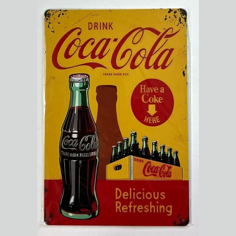 Coca-Cola Delicious & Refreshing Vintage Novelty Metal Sign 12" x 8" Wall Art Home & Garden:Home Décor:Plaques & Signs Style Your Walls