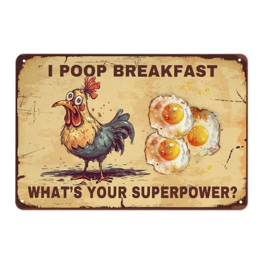 I Poop Breakfast What's Your Superpower? Novelty Metal Sign 12" x 8" Wall Art Home & Garden:Home Décor:Plaques & Signs Style Your Walls