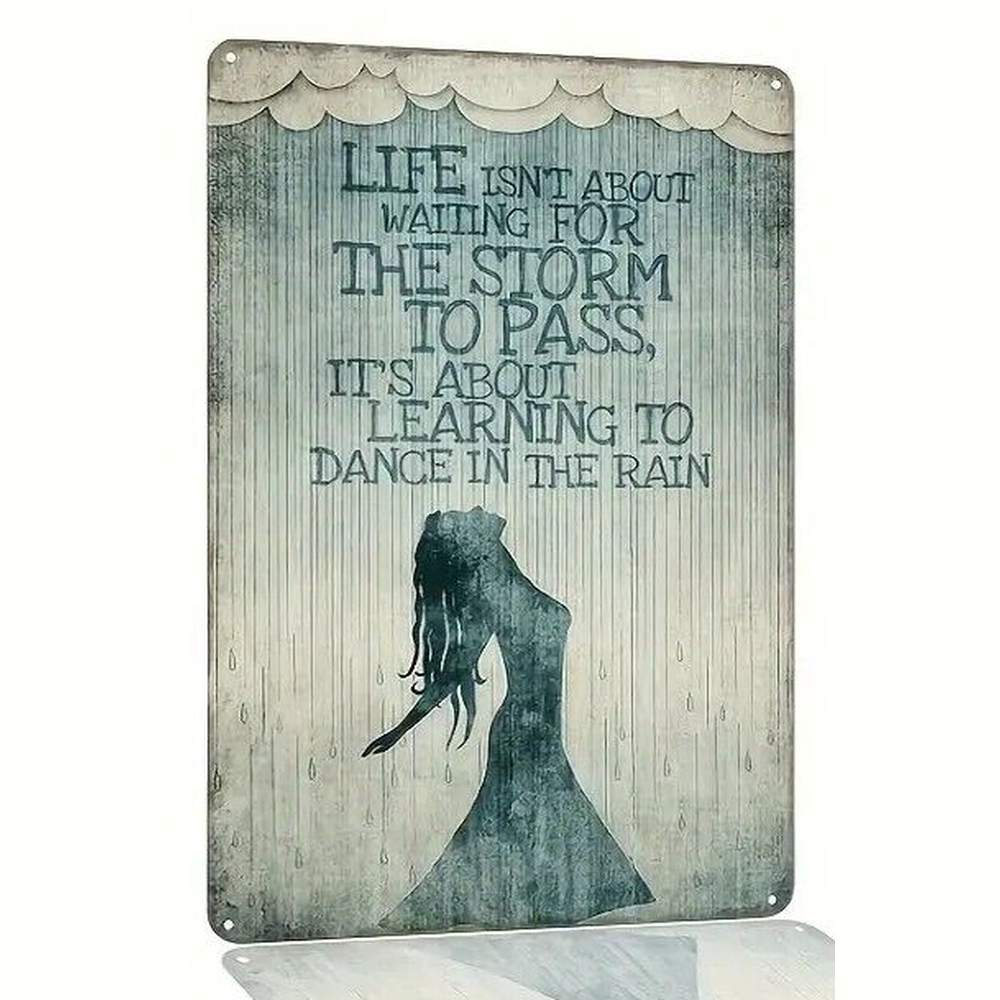 Learning To Dance In The Rain Vintage Novelty Metal Sign 12" x 8" Wall Art Home & Garden:Home Décor:Plaques & Signs Style Your Walls