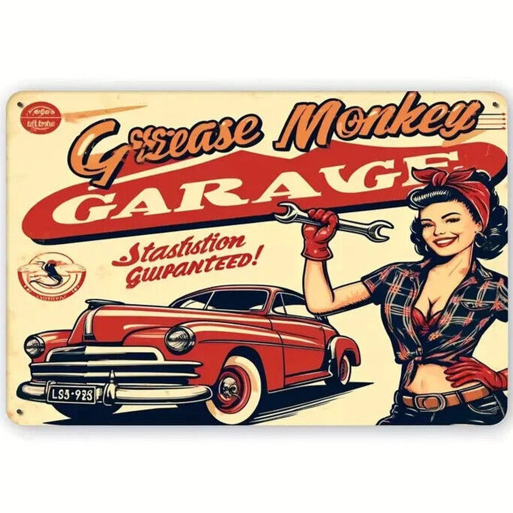 Grease Monkey Garage Vintage Novelty Metal Sign 12" x 8" Wall Art Home & Garden:Home Décor:Plaques & Signs Style Your Walls