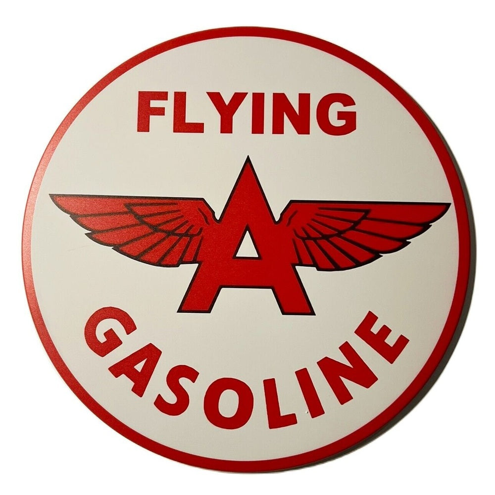 Flying A Gasoline Hem Wrapped Novelty 12" Diameter Circular Sign NEW! Home & Garden:Home Décor:Plaques & Signs Style Your Walls