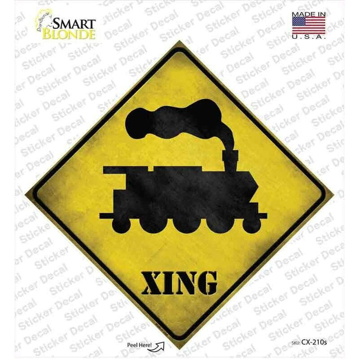 Train Crossing Novelty Diamond Sticker Decal 9in x 9in Home & Garden:Home Décor:Decals, Stickers & Vinyl Art Style Your Walls