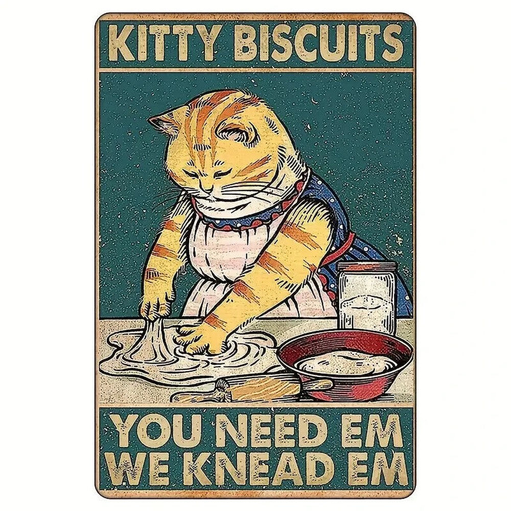 Kitty Biscuits "You Need Em We Kneed Em" 8" x 12" Vintage Novelty metal sign Home & Garden:Home Décor:Plaques & Signs Style Your Walls